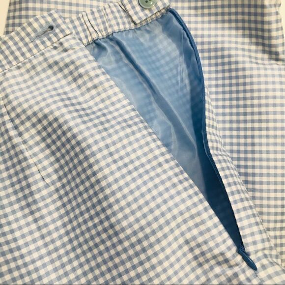 JG Hook High Waisted 100% Silk Blue Gingham Pants - Picture 4 of 7